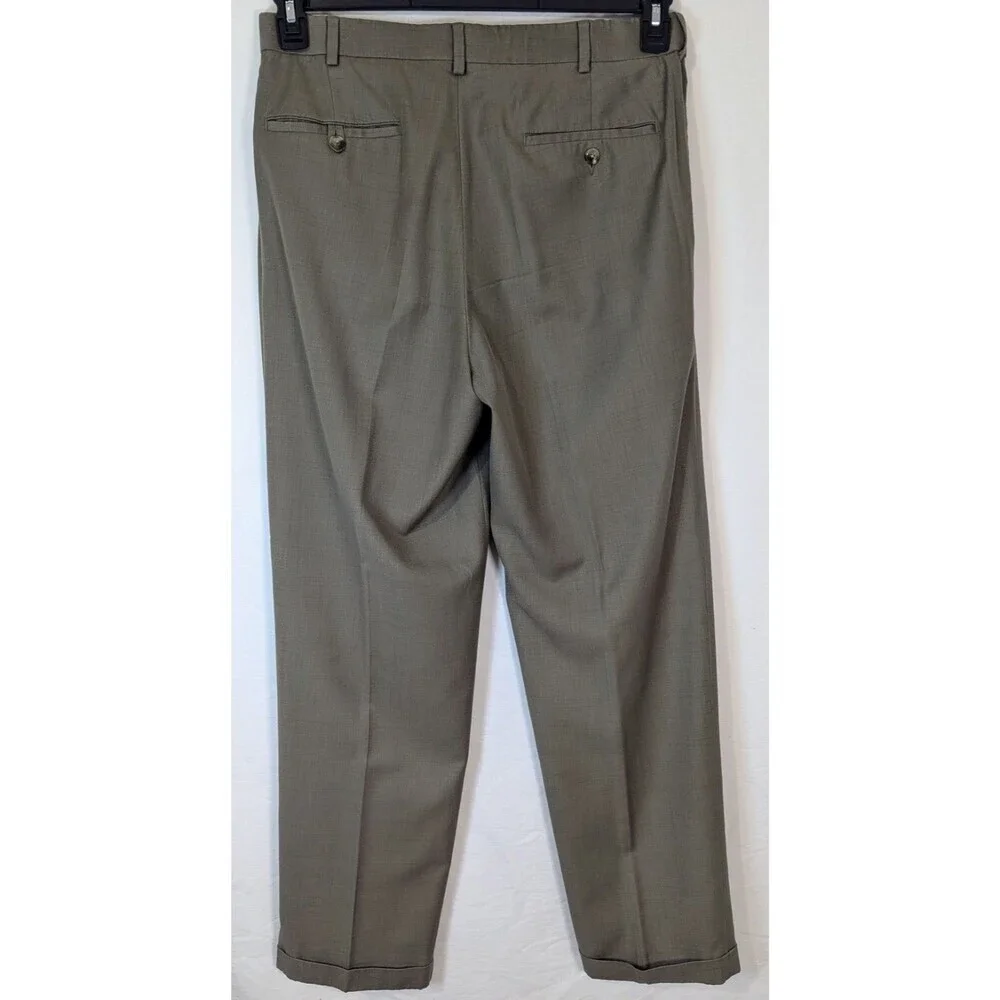 Roundtree & Yorke Easy Care Pleated Dress Pants Taupe 34x32